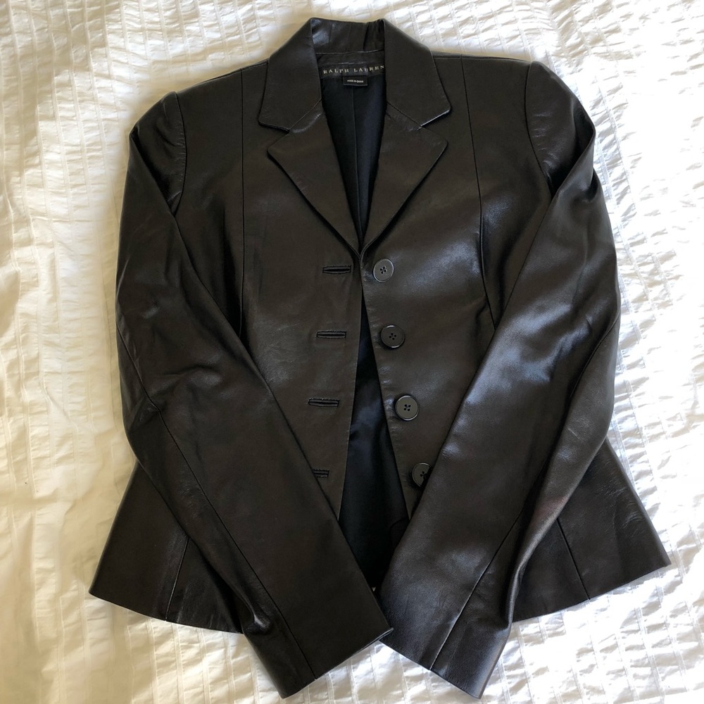 Ralph Lauren lambskin leather blazer like new 6